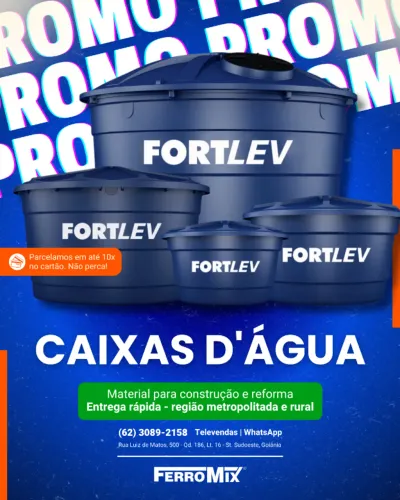 Caixa D'água de Polietileno com Tampa Azul - Fortlev - Entrega rápida e parcelamento em 10