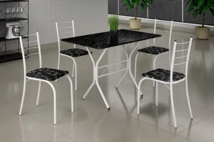 Mesa de Cozinha com 4 Cadeiras Rio 137x65cm Teixeira - Entrega Rápida!
