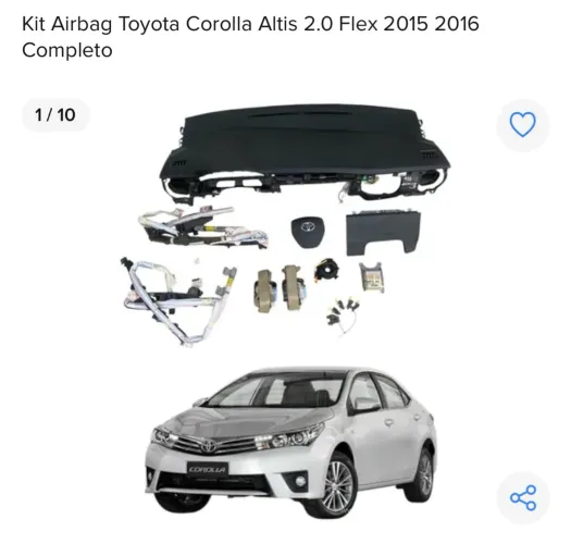 Kit Airbag Toyota Corolla Altis 2.0 Flex 2015/2016 Completo