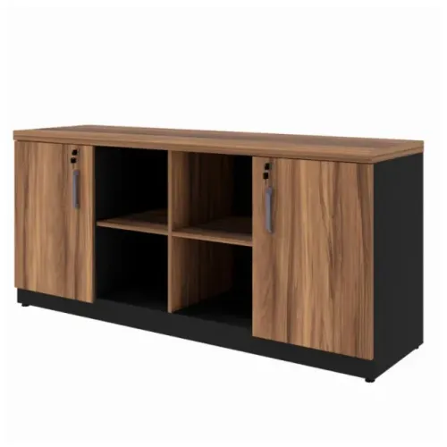 Armário Baixo Gold Credenza 1,60x0,72x0,45m Nogal Preto Acabamento Especial 23502