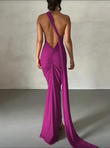 Vestido de Festa Roxo - Costas Nuas, Veste Bem - R$60,00