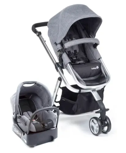 Carrinho e cadeirinha de bebê Safety 1st, Travel System Mobi NV Trio, Black & Silver