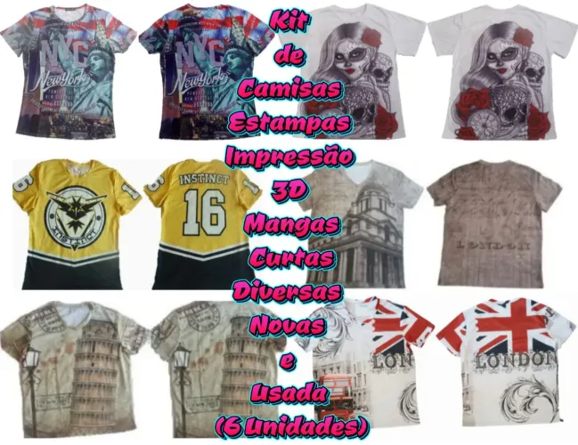 Camisas Estampadas, Impressão 3D Mangas Curtas