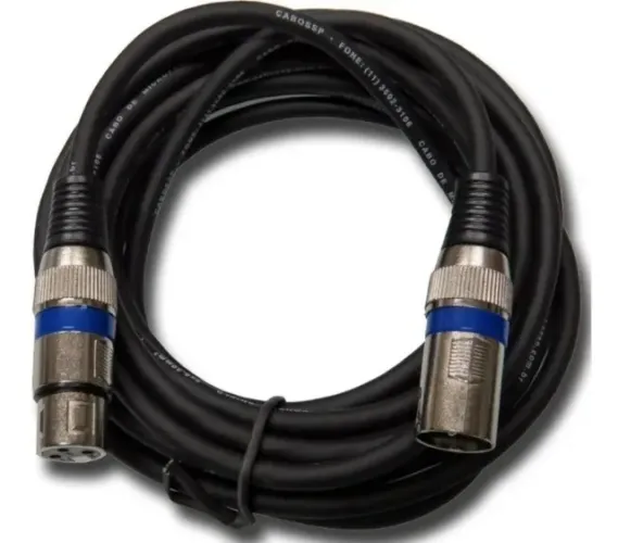 Cabo para Microfone e ou Iluminação DMX Balanceado Plug XLR/Canon Macho/Fêmea Balanceado -