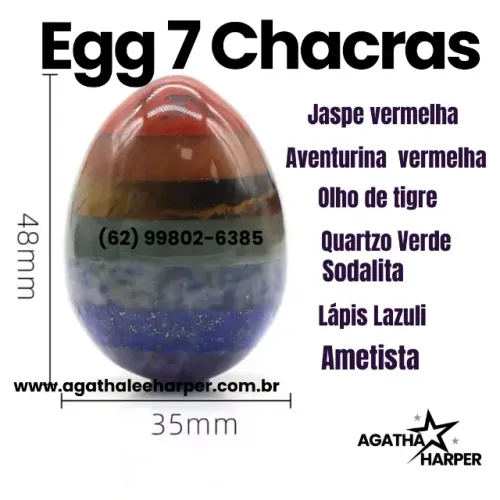 Ovo egg de pedra semipreciosas dos 7 chacras