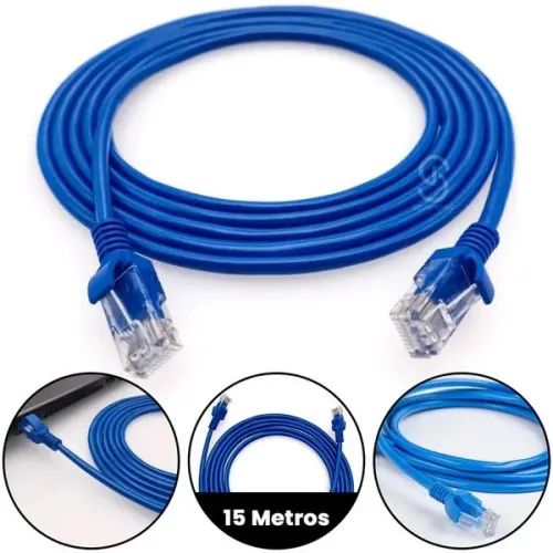 CRC Shop Informática - Cabo de Rede Ethernet RJ45 15 Metros - Pronto para Uso
