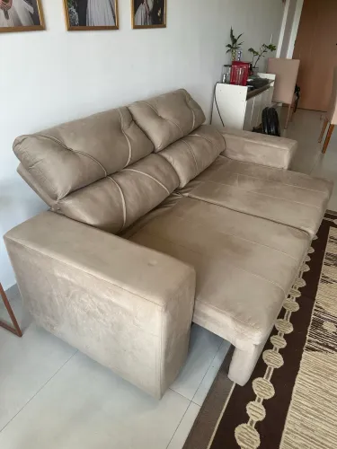 Sofá retrátil reclinável 3 lugares suede