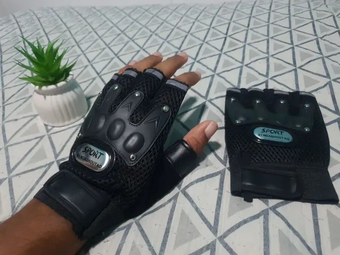 Luvas de proteção esportivas motoqueiro ou ciclista meio dedo - Unissex