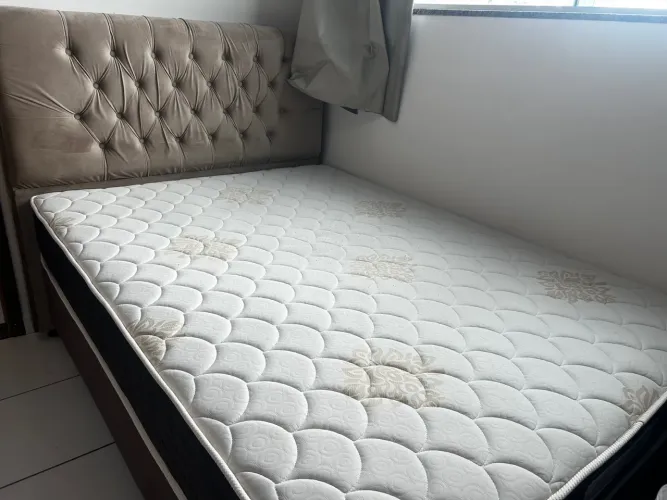 Cama Box Casal com Cabeceira Estofada