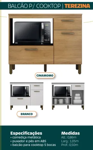 Balcão para Cooktop 5 Bocas 12x sem juros 
