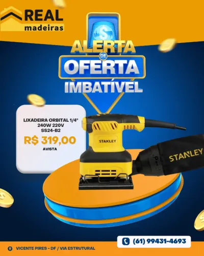 Lixadeira Orbital 1/4" 240W 220V STANLEY- SS24-B2