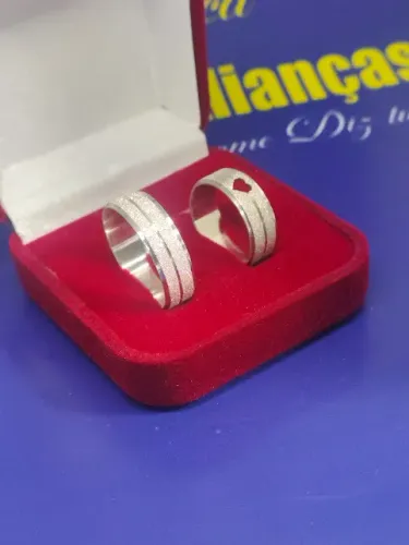Alianças de Prata 950 de Lei 6 mm Coração                         
