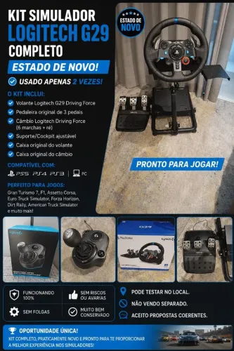 Volante g29 logitech com câmbio manual + suporte
