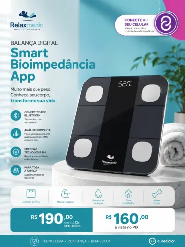 Balança Digital de Bioimpedância Smart Relaxmedic