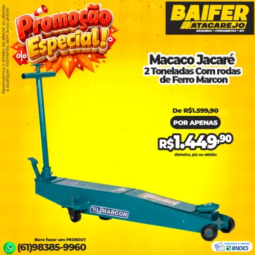 Macaco 2 Toneladas Tipo Jacaré Com rodas de Ferro Marcon