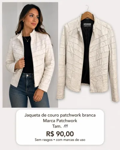 Jaqueta de couro branca M