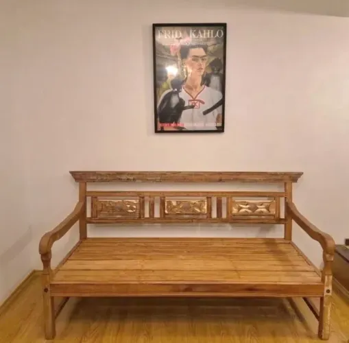 Banco / Chaise de Madeira Maciça de Demolição - Peroba Rosa