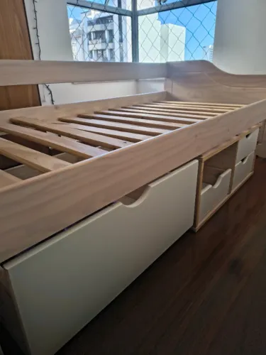 Cama de solteiro de madeira maciça pinus 