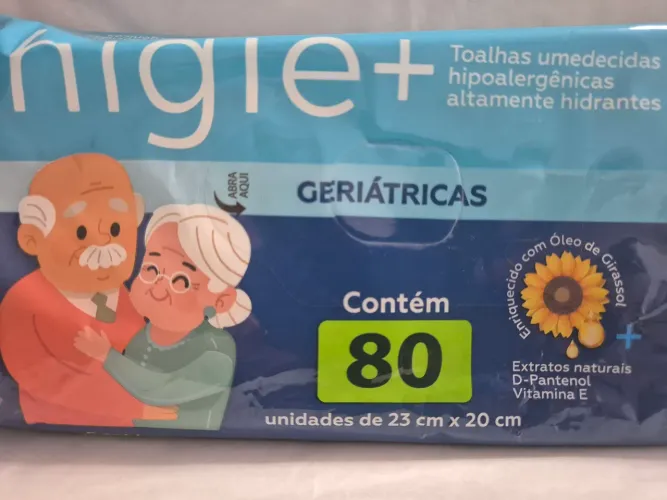 Toalhas/lenços umedecidos geriátrico Higie+ com 80 folhas (tamanho do lenço 23x20cm)