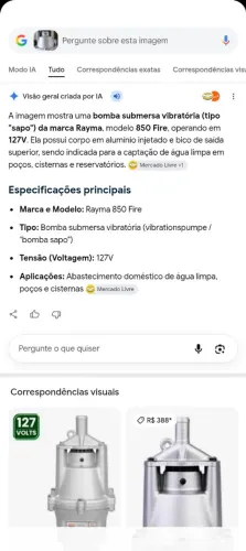 Bomba submersa vibratória (tipo sapo)