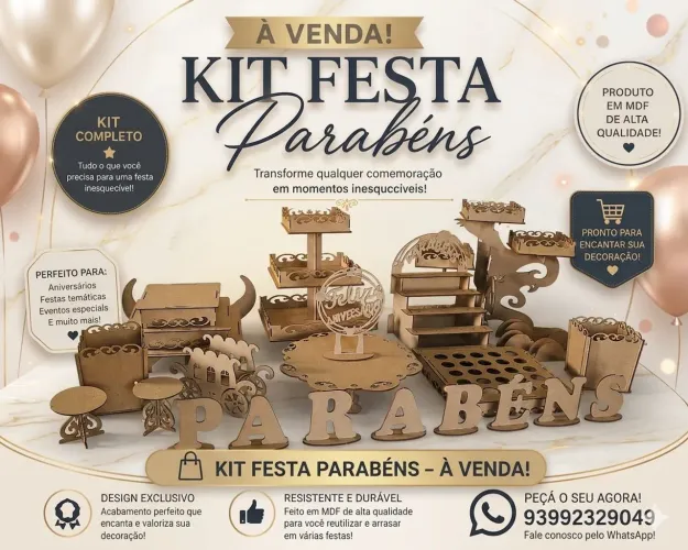 Vende-se kit festa MDF novo nunca usado