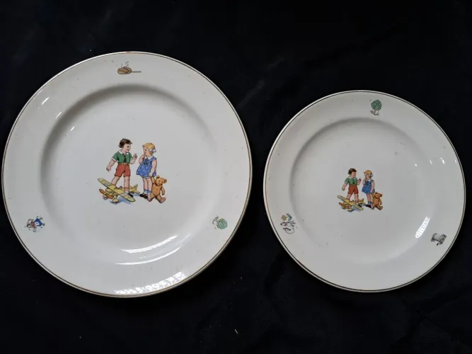 Par Prato Infantil Antigo Zappi São Paulo Década 1930/1950 Raro