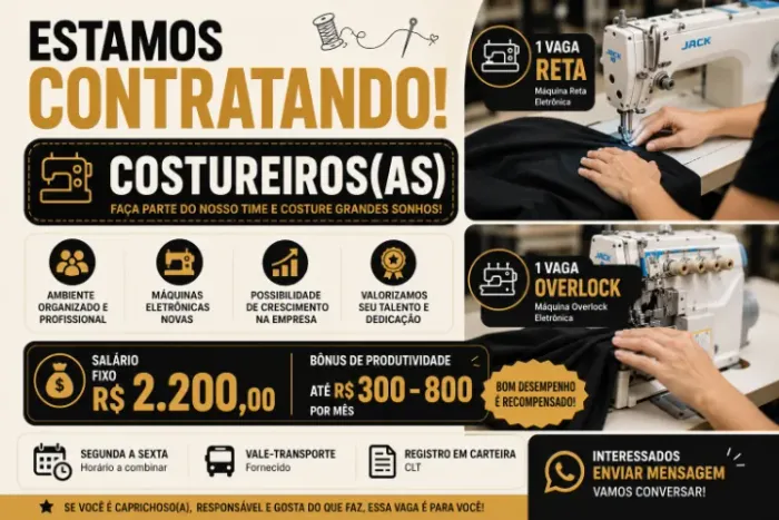 Vagas Abertas costureiro