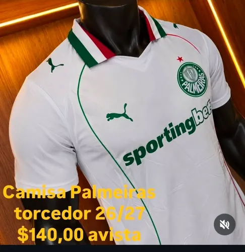 Camisa uniforme 2 do Palmeiras 26/26. Modelo torcedor