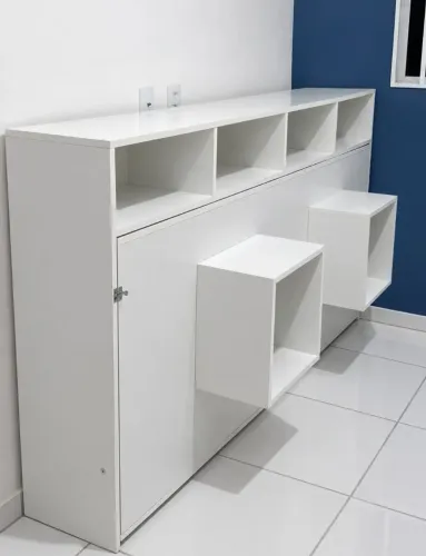 Cama solteiro que vira estante