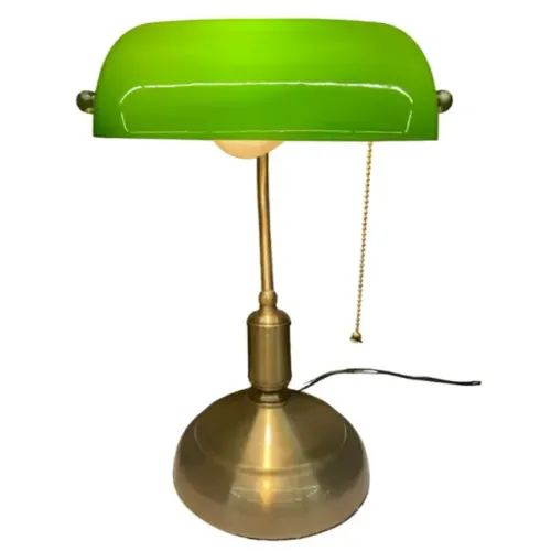 luminária inglesa verde estrutura ouro velho mesa gmh trade novo