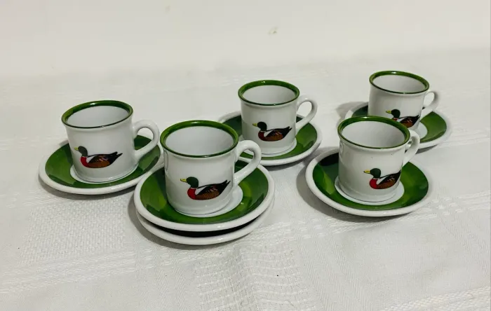 Xícaras De Café Em Porcelana Patos Silvestres Vintage