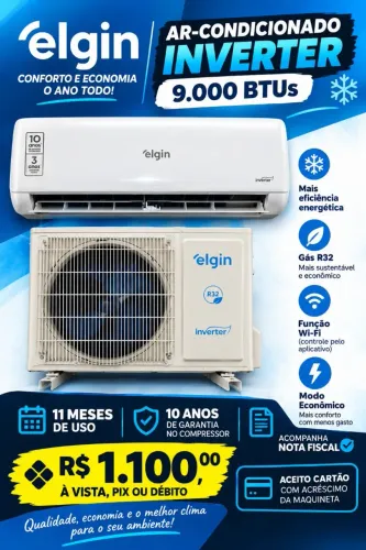 Ar condicionado Elgin 9 mil BTUs Inverter 