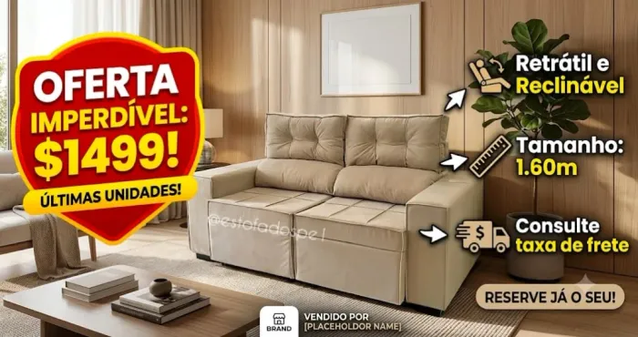 Sofá retrátil e reclinável 1.60m 