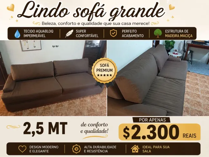 Sofá grande tecido impermeável 