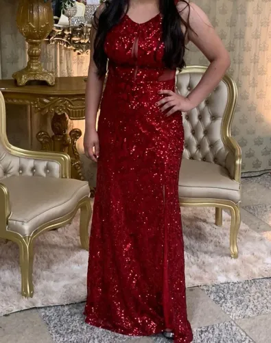 Vestido vermelho longo de festa