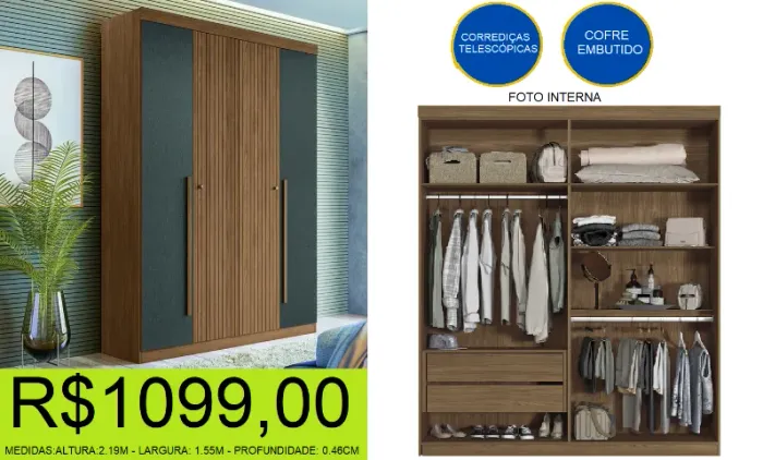 roupeiro - buriti - 4 portas - compre e retire hoje mesmo 