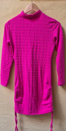 Vestido Curto Pink Manga Longa - Tamanho Único
