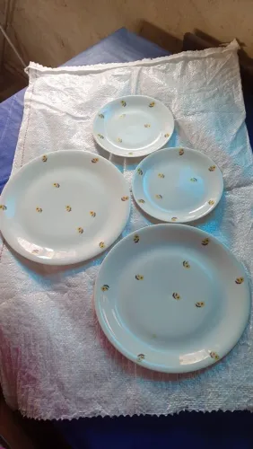 4 pratos de porcelana da marca Renner antiguidades 2grande e 2 pequenos novos