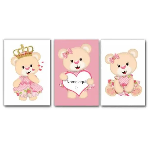 TRIO DE QUADROS INFANTIL PERSONALIZADO COM NOME