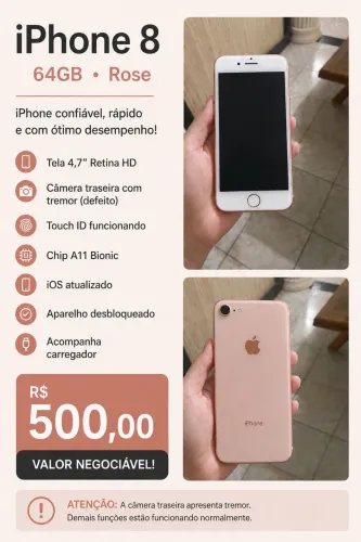 iPhone 8 em perfeito funcionamento 