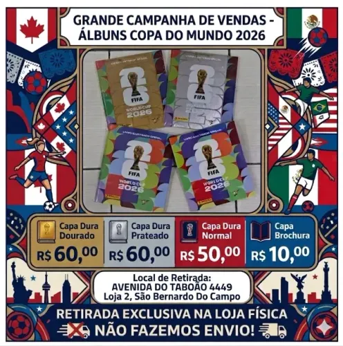ÁLBUNS OFICIAL PANINI COPA DO MUNDO 2026 PREÇO PARA REVENDA APENAS RETIRADA LOJA NA FÍSICA