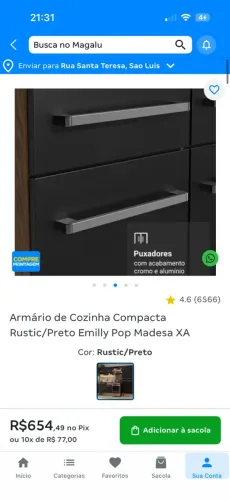 Armário de cozinha na caixa 