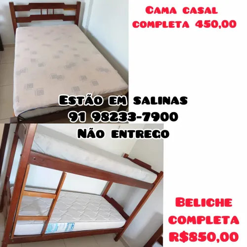Cama casal e beliche madeira usada