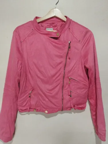 Jaqueta de camurça rosa - Marca Bluesteel, tamanho P