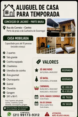 Casa por temporada em Conceição de Jacareí