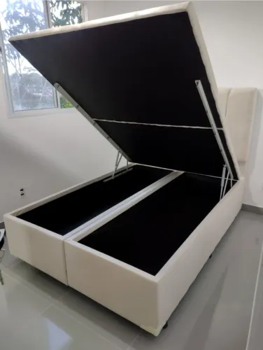 Cama Box Baú Super King 1,93x2,03 Blindada com Pistão a Gás