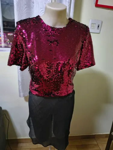 Blusa Iorane Original Paetês Vermelha