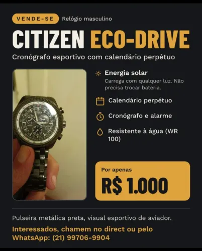 Relógio Citizen Eco- Drive edição limitada novíssimo!