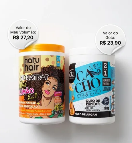 Creme de pentear Gota Dourada e Meu volumão