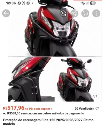 Proteção Carenagem mais Baú honda elite 125/ 2025
